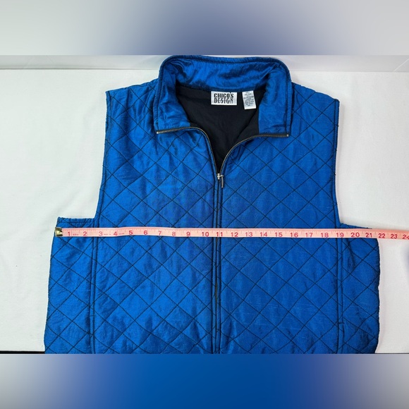 Chico's Design Silk Royal Blue Quilted Vest Zipper Front Size Large - Picture 4 of 5